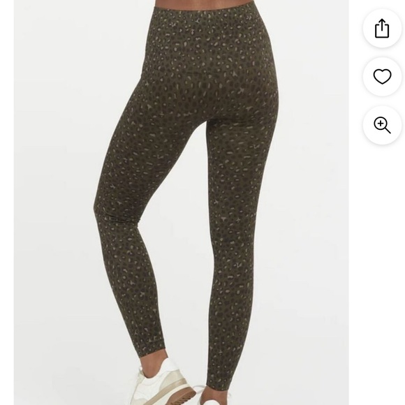 SPANX Olive Green Animal Print Leggings Sz Med - Picture 4 of 9